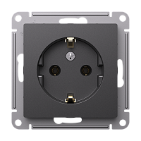 Розетка с заземлением без рамки Systeme Electric AtlasDesign 1-м. базальт картинка